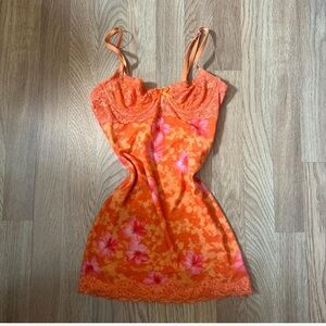 SHEIN Orange and Pink Floral Mini Dress